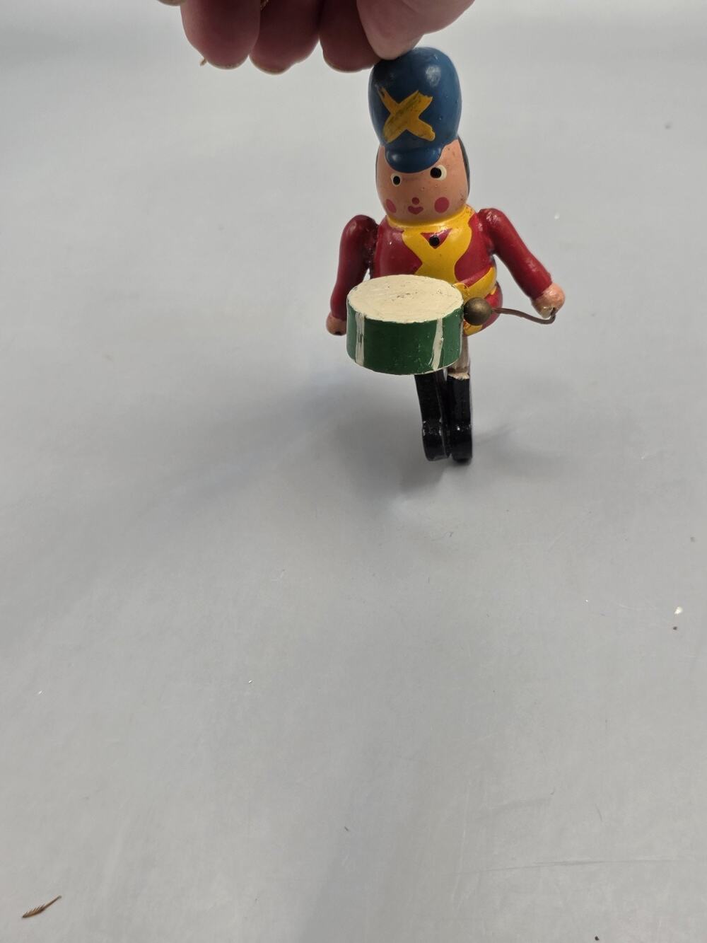 Vtg Miniature Wood Nutcracker Soldier Drummer Ornament Erzgebirge Style Retro